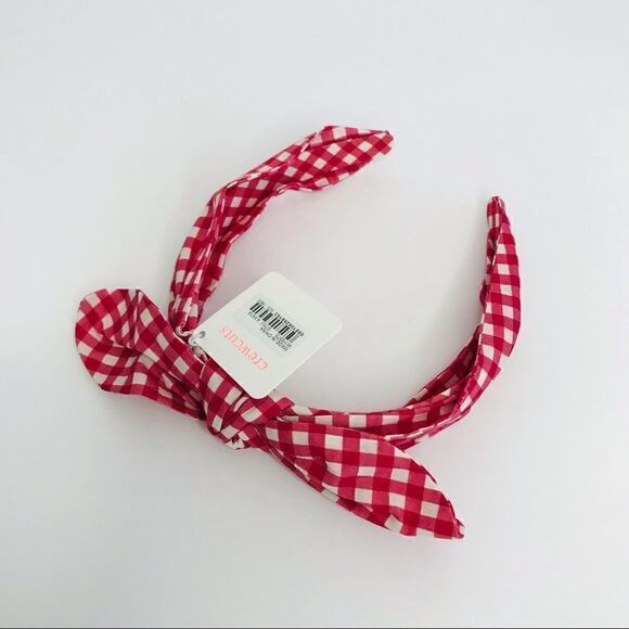 New! J. Crew Crewcuts Girl’s Red Gingham Bow Tie Headband - Picture 3 of 5